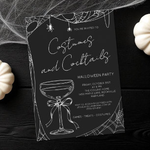 Invitation Costumes et cocktails Black Adult Halloween Party