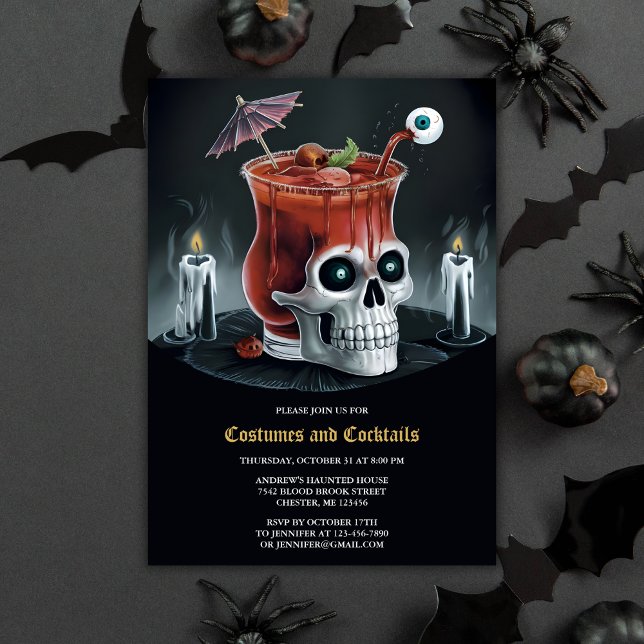 Invitation Costumes et cocktails de crâne Bloody Mary Hallowe (Créateur téléchargé)