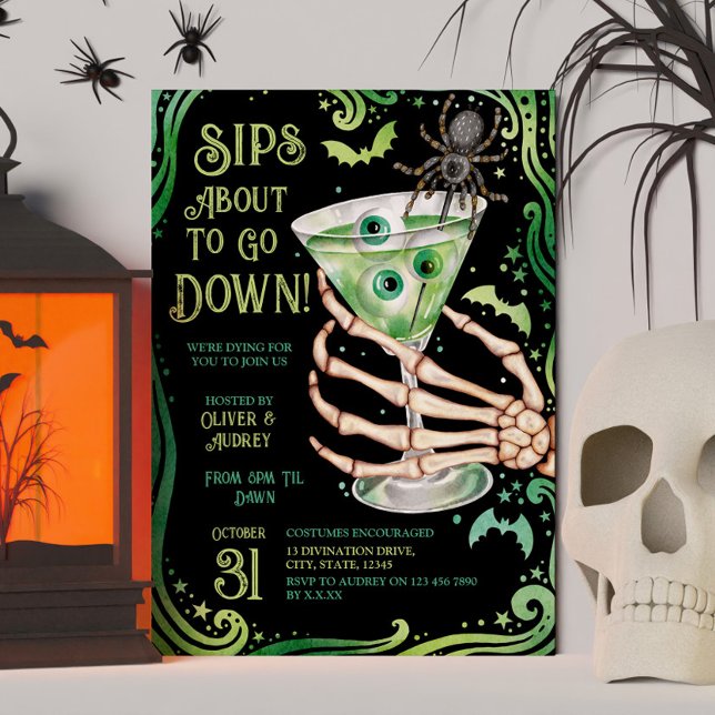 Invitation Costumes et cocktails Eyeball Martini Halloween (Costumes and Cocktails Eyeball Martini Halloween Invitation)