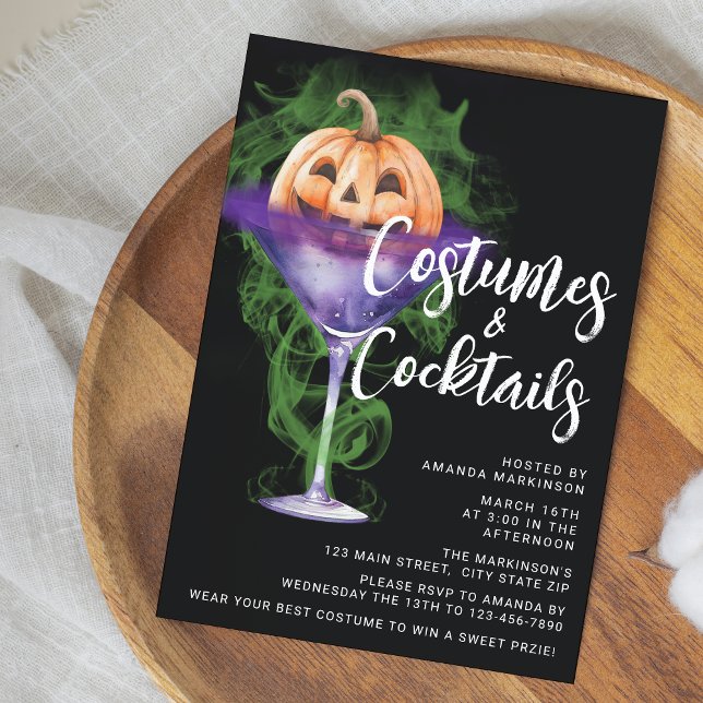 Invitation Costumes et cocktails Fête d'Halloween pour adulte (.)