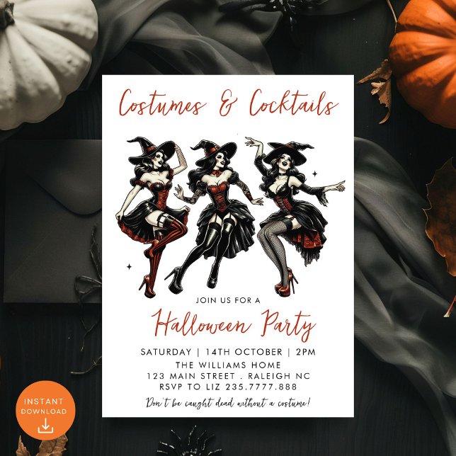 Invitation Costumes et cocktails Fête d'Halloween pour adulte (Créateur téléchargé)