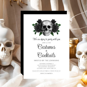 Invitation Costumes et cocktails Gothiques Floraux Halloween