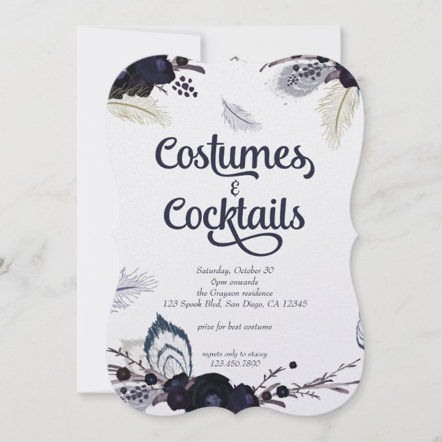 Invitation Costumes et cocktails Halloween Masquerade Bash (Devant)
