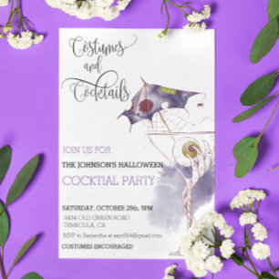 Invitation Costumes et cocktails Halloween Party Aquarelle