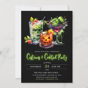 Invitation Costumes et cocktails modernes Neon Halloween Part