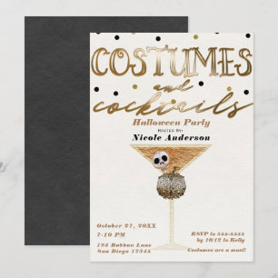 Invitation Costumes et Cocktails Soirée Halloween Élégant Chi