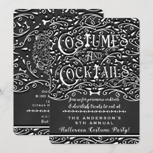 Invitation Costumes et Cocktails Soirée Vintage Craie Hallowe