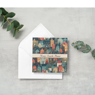Invitation Cosy Hygge Village Nordic Folk Art, personnalisé