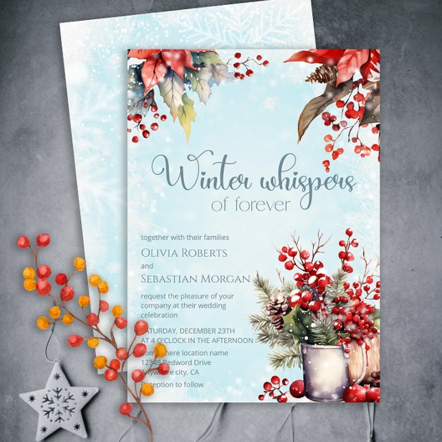 Invitation Cosy Winter Rowan bouquet Mariage (Créateur téléchargé)