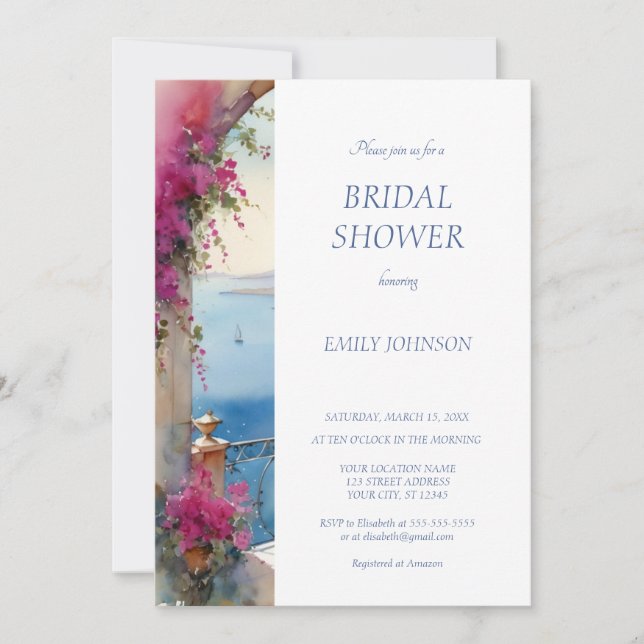 Invitation Côte d'Amalfi Italie Bougainvillea Fête des mariée (Devant)