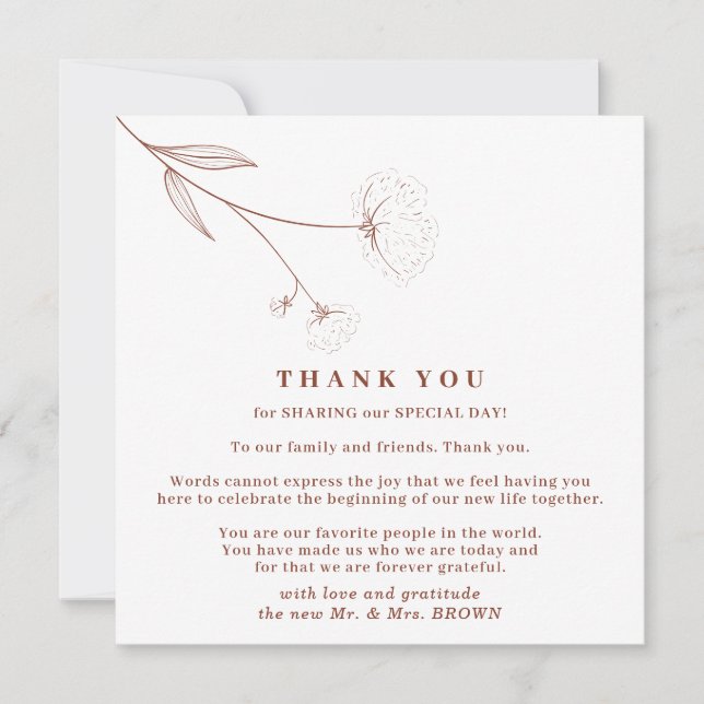 Invitation Coton Boho Terracotta Indie Simple merci (Devant)