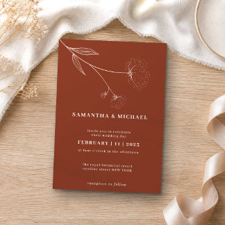 Invitation Coton Floral Automne Terracotta Indépendant