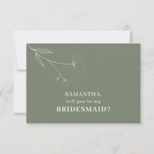 Invitation Coton Flower Sage green Serez-vous ma femme de mén