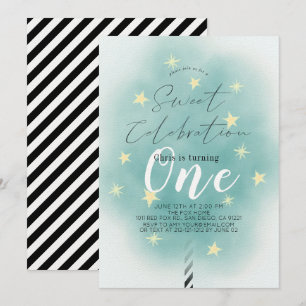 Invitation Coton turquoise Candy Sweet Boy 1er anniversaire