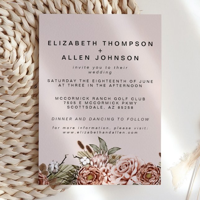 Invitation Cottagecore Bohémien rose Mariage enchanté (Créateur téléchargé)