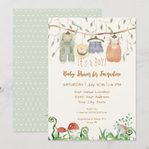 Invitation Cottagecore Clothesline Woods Champignons Baby