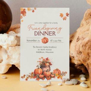 Invitation Cottagecore Cornucopia Citrouille Thankesgiving