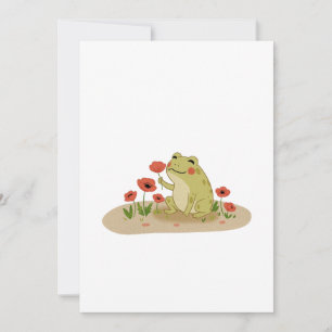 Invitation Cottagecore Grenouille avec Coquelicots