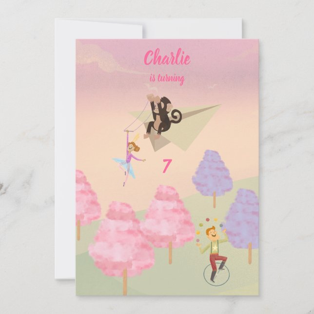 Invitation Cotton Candy Monkey Jump anniversaire (Devant)