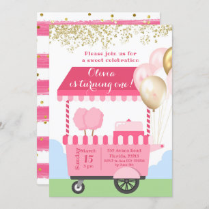 Invitation Cotton Candy Sweet Celebration Anniversaire