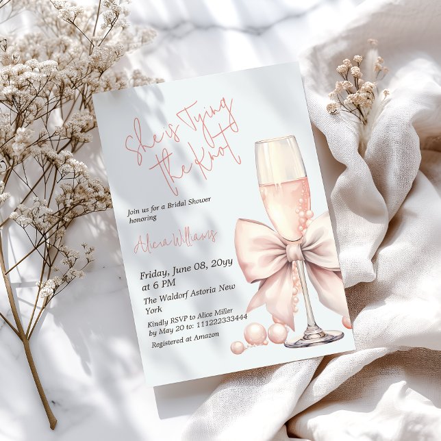 Invitation Couche du noeud Fête des mariées de la boîte rose  (Créateur téléchargé)