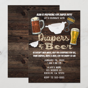 Invitation Couche et Bière Fête pour Futur Papa Homme Cadeaux