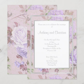 INVITATION COUCHE LILAC ROSE VIOLET FLEUR ÉLÉGANTE MARIAGE