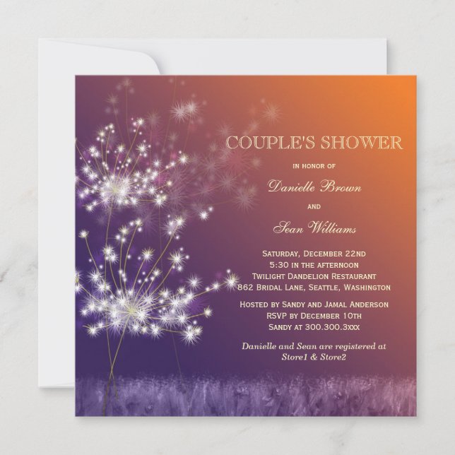 Invitation Coucher de soleil Dandelions Mariage Couples Douch (Devant)