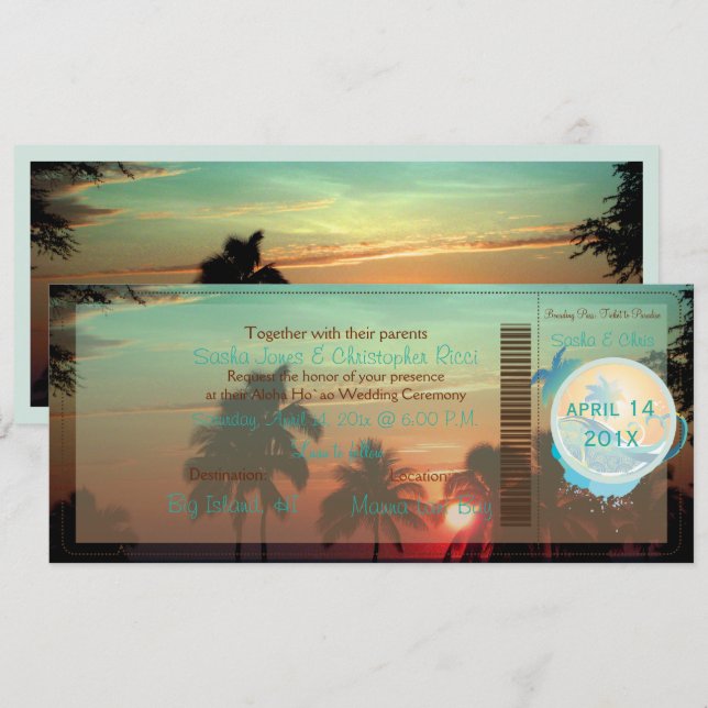 Invitation Coucher de soleil de PixDezines Boarding Pass hawa (Devant / Derrière)