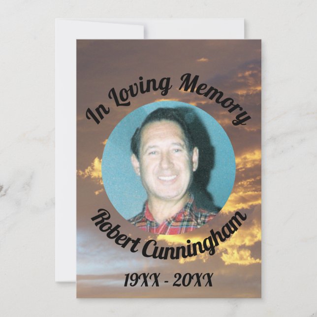 Invitation Coucher de soleil des nuages d'or Photo dans la ca (Devant)