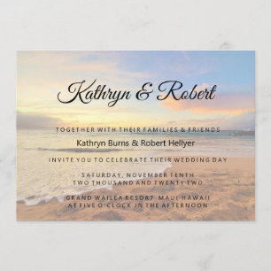 Invitation Coucher de soleil d'Hawaï au mariage de plage