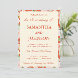 Invitation Coucher de soleil italien vintage ivoire floral ph