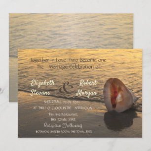 Invitation Coucher de soleil sur la plage Coquillages Mariage