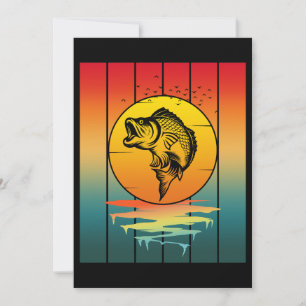 Invitation Coucher de soleil vintage pêche poisson océan