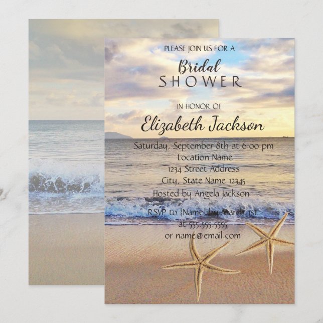 Invitation Coucher du soleil de mariage sur la plage, Fête de (Devant / Derrière)