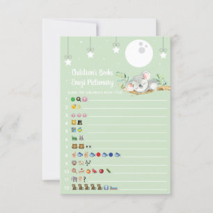 Invitation Coucher Koala Baby shower jeu Emoji Pictionary I