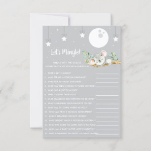 Invitation Coucher Koala Baby shower Jeu Let's Mingle!