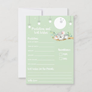 Invitation Coucher Koala Baby shower Prédictions et bien voul