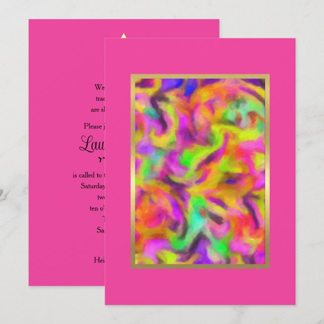 Invitation Couleur bat mitzvah Couleur Abstraite Aquarelle N' (Devant / Derrière)