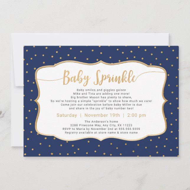 Invitation Couleur Changeable Baby Sprinkt or confetti (Devant)