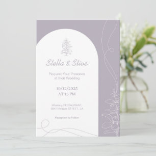 Invitation Couleur claire dessinée à la main Mariage minimal