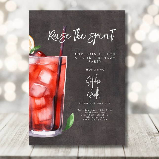 Invitation Couleur d'aquarelle de soirée cocktail (Créateur téléchargé)