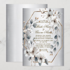 Invitation Couleur d'aquarelle mariage de cadre doré blanc