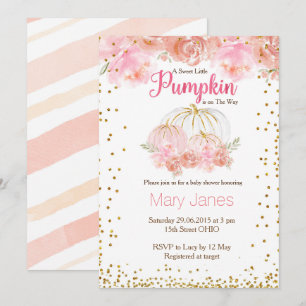 Invitation Couleur d'baby shower citrouille de fille rose