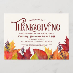 Invitation Couleur de l'automne  Thanksgiving Dinner Party