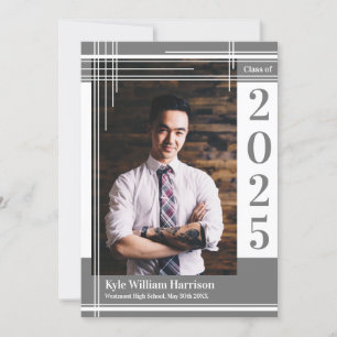 Invitation Couleur de l'école gris blanc Diplôme Photo Plaid