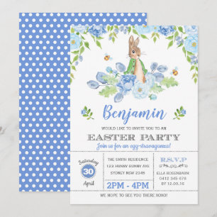 Invitation Couleur d'eau de la fête de Pâques du Bunny floral