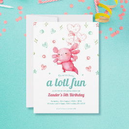 Invitation Couleur d'eau douce Axolotl Anniversaire de enfant