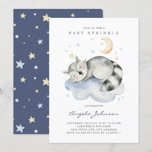 Invitation Couleur d'eau douce couchage Raccoon bébé saupoudr