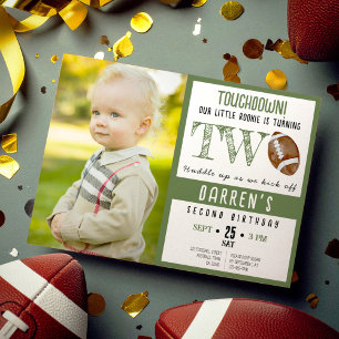 Invitation Couleur d'eau douce Football Photo 2e anniversaire